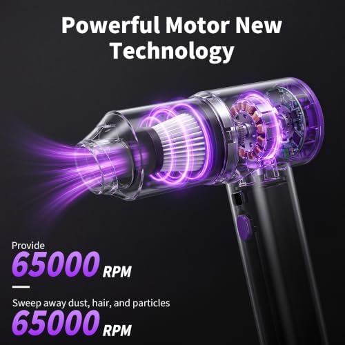 Handheld Cordless Vacuum Cleaner, 8000PA Rechargeable Portable Car Vacuum, Lightweight Dust Buster with LED Light, 3 Filters & 7-in-1 Kit for Car Home Office Pet, Silver - Image 5