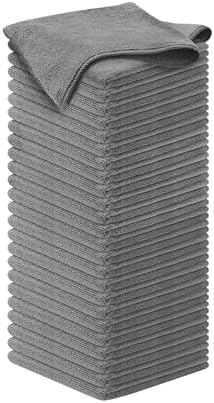 USANOOKS Microfiber Cleaning Cloth Grey - 50 Pcs (12.5"x12.5") - High Performance - 1200 Washes, Ultra Absorbent Microfiber Towel Weave Grime & Liquid for Streak-Free Mirror Shine - Car Washing Cloth by USANOOKS