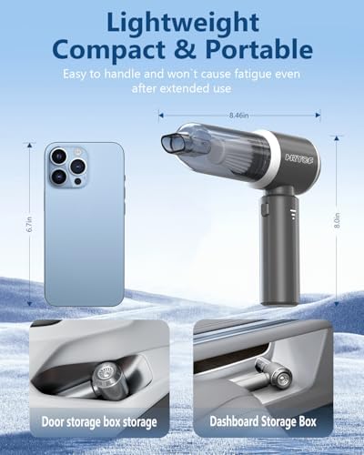 CNMSGM Handheld Cordless Car Vacuum Cleaner,Rechargeable Mini Vacuum(Gray) - Image 7