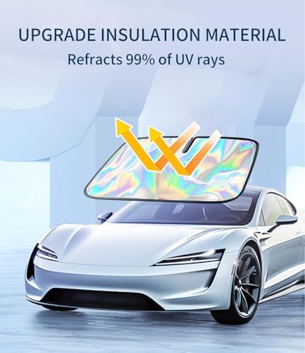 Custom-Fit for GMC Windshield Sun Shade, Car Sunshade Cover UV Block Car Front Window with Foldable Sun Shade Cover Cool Protection Visor (for GMC Hummer EV SUV) - Image 3