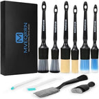 MVEQRRN 10PCS Car Detailing Brush Set,Boars Hair Detail Brush Kit(Black) by MVEQRRNcardetailbrushset
