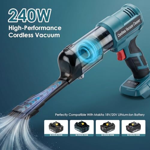 DTEZTECH Cordless Vacuum Cleaner for Makita 18V Battery, Electric Handheld Vacuum Cleaner with 105AW Powerful Suction, Portable Vacuum Cleaner for Floor, Carpet, Car, Home (Battery Not Included) - Image 2