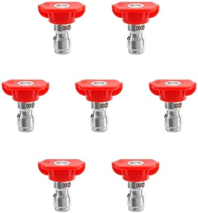 Pressure Washer Tips, 0° Red Nozzle 7 Pack for Cars/Driveways/Patios by TasuoX
