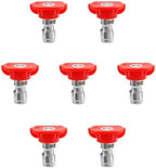 Pressure Washer Tips, 0° Red Nozzle 7 Pack for Cars/Driveways/Patios by TasuoX
