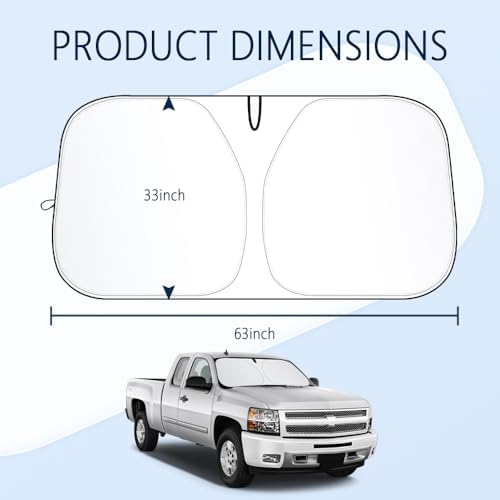 300T Thickened Sunshade for Car Windshield,Windshield Sun Shade for Blocking 99% Sunlight & Heat,Summer Cars Essentials Sun Cover for Car Windshields Fits Small Truck,SUV (XL: 63x33 inch) - Image 2