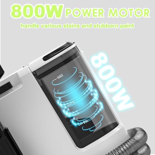 Portable Carpet & Upholstery Cleaner, Deep Cleaning for Rugs, Couch, Curtain, Car Interiors Stains, Pet & Family Friendly, 800W high-performance motor 21Kpa 120V (White) - Image 3