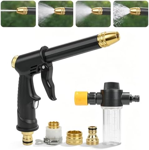 High Pressure Hose Nozzle, Upgraded Pressure Washer Gun with 4 Spray Modes, Adjustable Handheld Pressure Washer Nozzle for 3/4" Garden Hose, Watering Sprayer for Cleaning Yard Patio Car Pets by CCDobbs