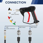 Short Pressure Washer Gun with 1/4" QC,with 5 Spray Nozzle Tips - Image 2