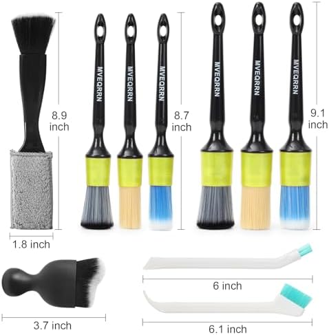 MVEQRRN 10PCS Car Detailing Brush Set,Boars Hair Detail Brush Kit(Green) - Image 2