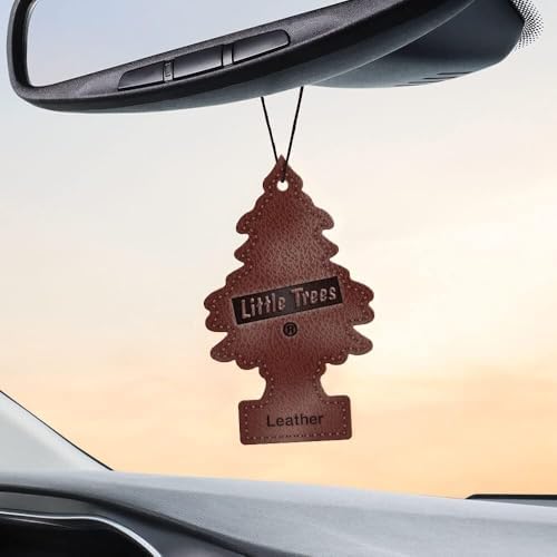 LITTLE TREES Car Air Freshener | Hanging Paper Tree for Home or Car | Leather | 3 Pack - Image 4