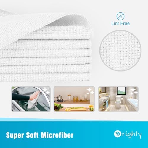 Orighty Microfiber Cleaning Cloth, Cleaning Rags, 24 Pack, 12x11 in, White - Image 2