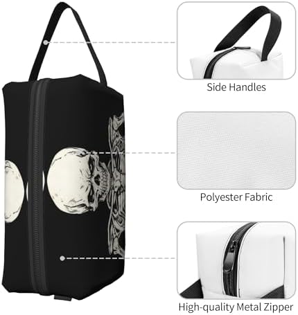 Gothic Skull Makeup Bag - Durable 600D Oxford Fabric Travel Cosmetic Bag, Shockproof Foam Padded Toiletry Organizer for Gym & Daily Use 10x6.2x4.9 Inch - Image 3