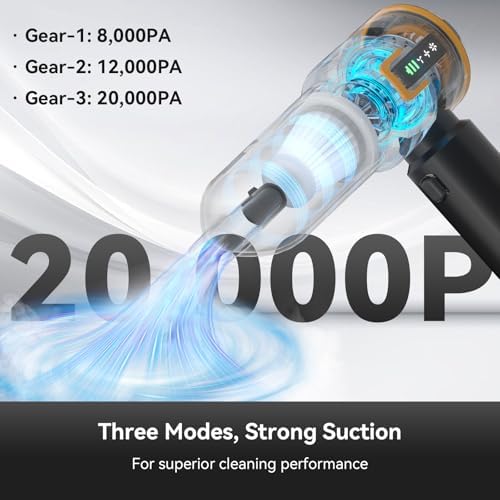 Handheld Cordless Professional 4-in-1 Car Vacuum Cleaner with Digital Display, 20000Pa Powerful Handheld Vacuum, Portable Cordless Vacuum with Brushless Motor & Crevice Tool for Car Home Office Pet - Image 2