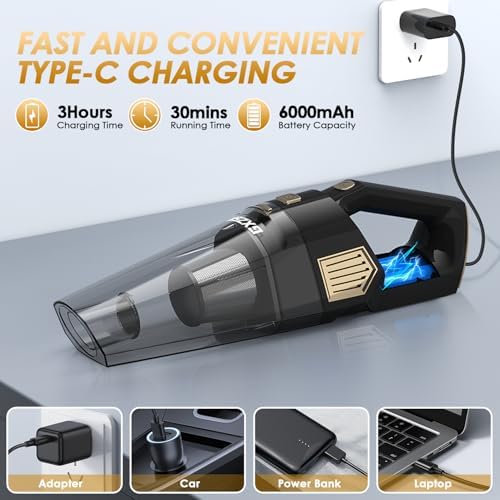 Gxzsk Handheld Vacuum Cordless, Rechargeable Hand Held Car Vacuum Cleaner - Image 4