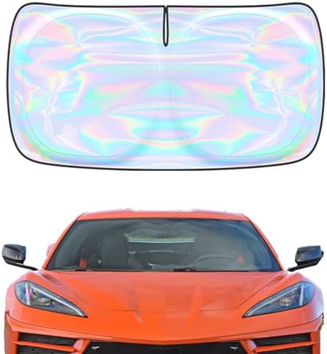 Windshield Sun Shade for Chevrolet Corvette C8 2020-2026 - 4 Layers SunShade Compatible with Chevrolet Corvette C8 Foldable Front Window Sunshade Sun Visor Protector Block UV Rays Keep Your Car Cooler by Unknown