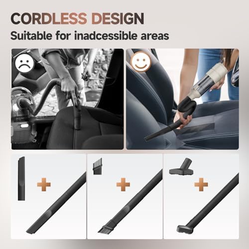 Car Vacuum, Handheld Car Vacuum Cleaner Cordless with Brushless Motor, 20000PA Suction High Power Rechargeable Vacuum Cleaner & Air Duster, 4-in-1 Portable Mini Hand Vacuum Blower with LED Display - Image 4