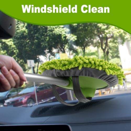 anngrowy 62" Microfiber Car Wash Brush Mop Kit Mitt Sponge with Long Handle Car Cleaning Supplies Kit Duster Washing Car Tools Accessories, 1 Chenille Scratch-Free Replacement Head Aluminum Alloy Pole - Image 6