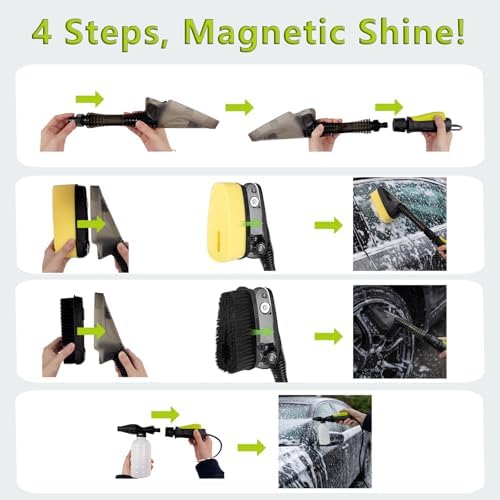 Magnetic Attachment Cleaning Kit for Portable Pressure Washers Includes Foam Sponge Head, Stiff Bristle Brush, Soap Dispenser and Quick-Connect Adapter for Car, Outdoor & Home Use - Image 5