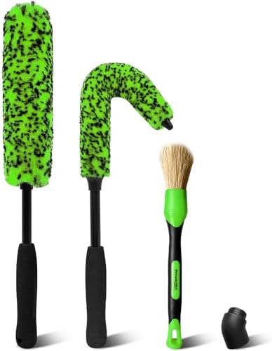 YeewayVeh 3PCS Quick Car Wheel Brush Kit, 360° Bendable Rim Cleaner, Green by YeewayVeh