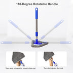 Windshield Squeegee Car Cleaning Tool, Equipped with 4 Reusable and Washable Ultra-Fine Fiber Pads, 13-16.7 inches Extendable Handle Can Rotate 180° Suitable for Car Glass and Household Windows - Image 2