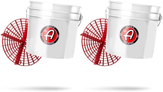 Adam's Polishes 3.5 Gallon Car Wash Buckets & Grit Guards (2 Pack) - Detailing Bucket for Washing & Storage | Stores Soap, Foam Cannon, Towels & More by AdamsPolishes