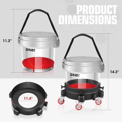 DNA Motoring 5 Gallon Washing System Includes 15.5L Bucket, Filtration System Insert, Five Castor, Bucket Dolly, and Lid for Car Wash and Detailing, Transparent, TOOLS-00603 - Image 2