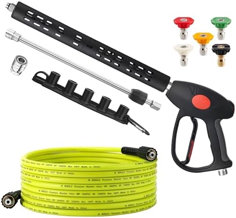 M MINGLE Pressure Washer Hose and Gun Kit, 25FT Power Wash Hose with 5 Tips by MMINGLE