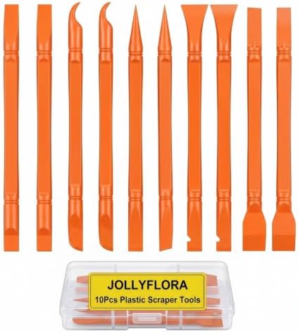 10Pcs Plastic Scraper Tools with Storage Case, Car Detailing Tools Kit, Multi-Purpose Cleaning Sticks for Tight Gaps, Removing Stickers, Labels, Grease & Dirt, Orange by JOLLYFLORAOffical