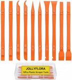 10Pcs Plastic Scraper Tools with Storage Case, Car Detailing Tools Kit, Multi-Purpose Cleaning Sticks for Tight Gaps, Removing Stickers, Labels, Grease & Dirt, Orange by JOLLYFLORAOffical