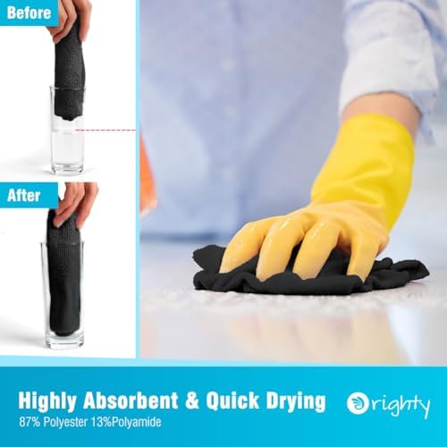 Orighty Microfiber Cleaning Cloth Bulk, 50 Pack Shop Towels 12x12 in, Black - Image 3