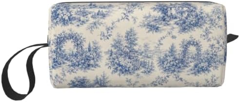 Toile Small Makeup Bag, 600D Oxford Cosmetic Pouch for Women | Toile Cosmetic Bag and Toiletry Pouch with Double-Sided Print and Foam Padding for Women, Travel, Gym, Weekend and Daily Use by OLUSENMO