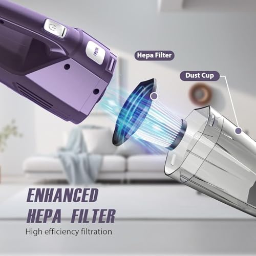 Bossdan Handheld Vacuum Cordless – Car Vac Portable with 8KPA & Multi Accessories & Low Noise, Lightweight Hand Held Vacuum Cordless Rechargeable for Car/Home/Dust/Pet Hair, Mine Portable Vacuum - Image 4