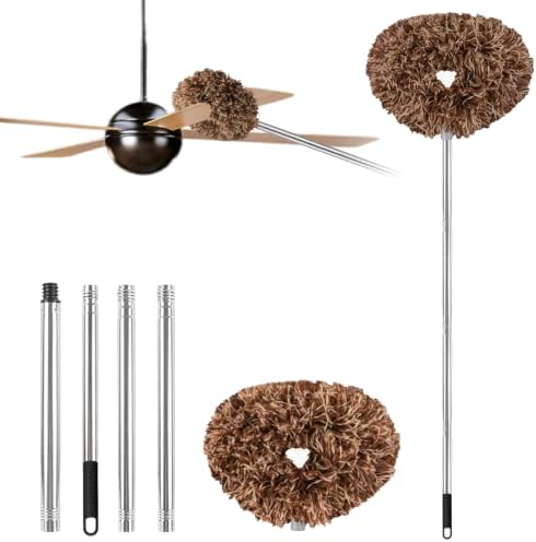 Ceiling Fan Cleaner Duster Reusable Microfiber Ceiling Fan Blade Cleaner Removable Duster with Extension Pole Adjusts 13 to 49.7 Inch for Cleaning Walls Furniture Door Window Top (Beige Brown) by Unknown
