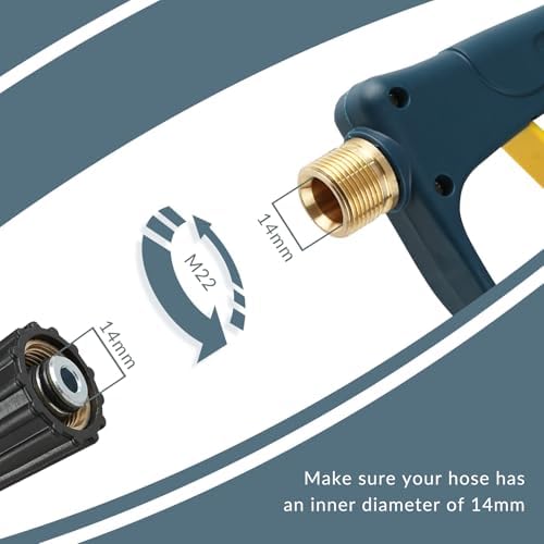 Sooprinse High Pressure Washer Gun 3000 PSI Max, Power Washer Short Gun, High Pressure Spray Gun with 1/4 Inch Quick Connector, M22-14 - Image 2