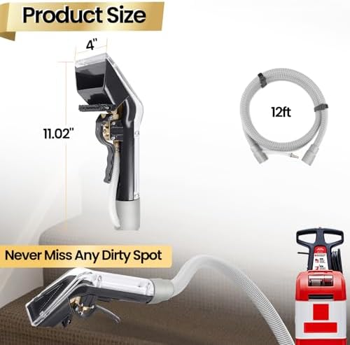 【Upgrade】Universal Upholstery Attachment with 12-FT Hose,Compatible with Rug Doctor Mighty Pro,X3,Wide Track Carpet Cleaner,Clean Carpet,Stair, Mattresse,Remove Dirt and Odor,2-Year Warranty - Image 4