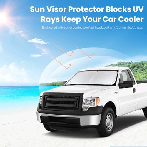 Foldable Windshield Sun Shades for 2021-2023 Nissan Frontier, Sunshade Cover Protector Custom Fit Nissan Xterra Armada Reflector Sun Visor Front Window Shade Cool Car Accessories-(61" x 33.5") - Image 6