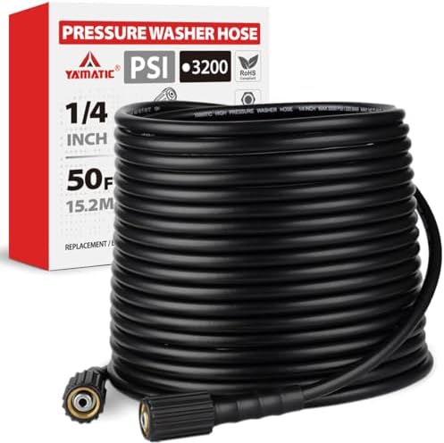 YAMATIC Pressure Washer Hose 50 FT 1/4", 3200 PSI, M22-14mm Females by YAMATIC