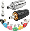 Pressure Washer Nozzles, 2 Pack 4000 PSI 360° Rotating Pressure Washer Tips Turbo Nozzle with 1/4" Quick Connect，7 Pack Pressure Washer Nozzle Tips Powerfully Cleaning for Car Concrete Brick by DEKELIY