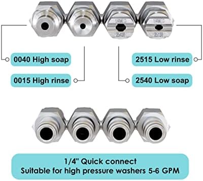 Jariko Jrod Pressure Washer Nozzle 5-6 GPM - High Pressure Hose J Rod - 1/4" Quick Connect for Soft Wash System - 4 Way 4 Tip Nozzle - Accessories - Image 3