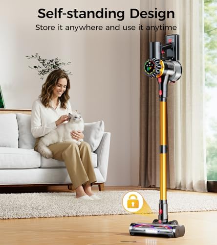Cordless Vacuum Cleaner, 550W 45KPA 65Mins Vacuum Cleaners for Home, Stick Vacuum with Self-Standing,Touch Screen, Anti-Tangle Brush, 8-in-1 Lightweight Wireless Vacuum for Pet Hair Carpet Hard Floors - Image 5