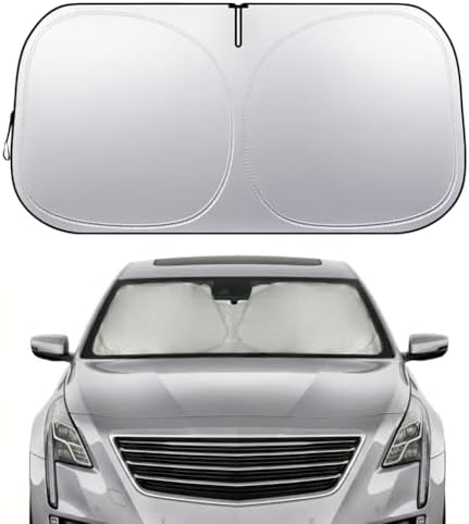 Cadillac ATS CT6 CTS XT5 XTS Windshield Sun Shade, Custom Fit Foldable Front Window Sunshade Visor, UV and Heat Blocking Interior Protector, Fits 2003–2025 Models by Nwgl