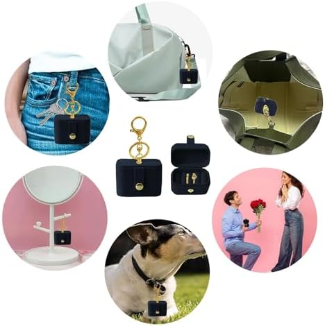 Small Wedding Ring Bearer Pillow Box for Dog Collar, Velvet Travel Mini Jewelry Holder Pouch Bridesmaid Gifts, Multi-Slots Earrings Storage Case for Women Girls, Pocket Size Necklaces Organizer(Navy) - Image 4