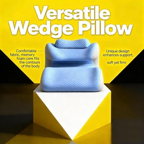 Premium Memory Foam Wedge Pillow for Couples & Pregnancysupport - Oversized Ergonomic Designwith Removable Washable Cover,Gray1 - Image 2