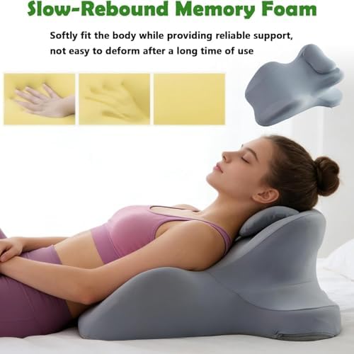 27° Memory Foam Wedge Pillow Forneck, Back & Leg Support – Multi-Position Ergonomic Cushion with Removable Cover,Gray - Image 7