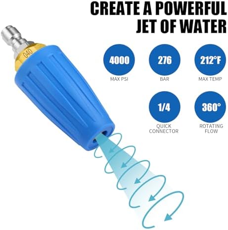 Turbo Nozzle Pressure Washer 4000 PSI Max Blue Rotating Turbo Nozzle - Image 4