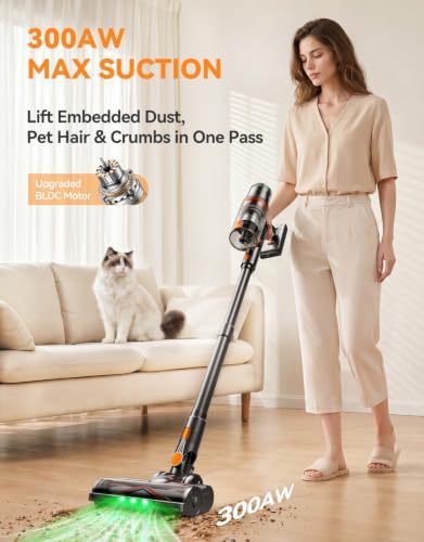 Cordless Vacuum Cleaner, 300AW/65Min Self-Standing Vacuum Cleaner for Home - Image 2