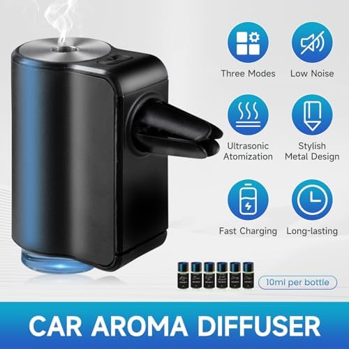 Featwell Car Air Freshener, Air Freshener Diffuser Three Adjustable Modes, Aromatherapy Machine Rechargeable (Black) - Image 2