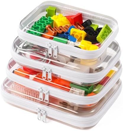 4 Pack Clear Hard Shell Zipper Case Diaper Organizer | 1.0mm Hard Shell, Upgraded Large Zipper Pulls, Clear Travel Pouches, Smooth Zipper Closure, Holds Shape by Unknown