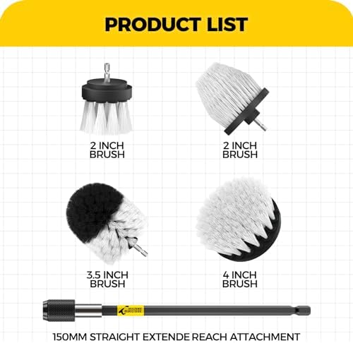 Holikme 5Pack Drill Brush Set with Extension for Car & Bath Detailing - Image 6