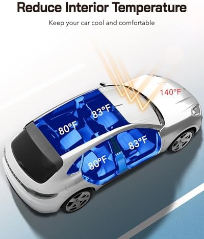 Pigenius Windshield Sun Shade for Toyota RAV4 2019-2025; RAV4 Prime 2021-2024. Full Coverage Rearview Mirror Shade for Ultimate Protection - Image 3